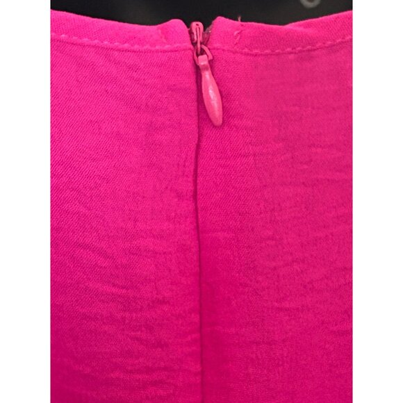 Hot Pink Short Sleeve V-Neck Romper With Elastic Waist & Back Zipper Closure Wom - Picture 5 of 8